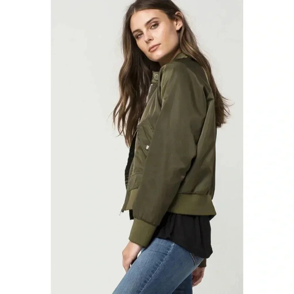 Free People Olive Midnight Bomber Jacket Size S - Picture 5 of 15